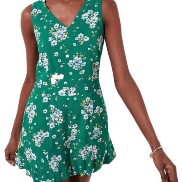 Loft Emerald Green Floral Printed Romper - Picture 4 of 7